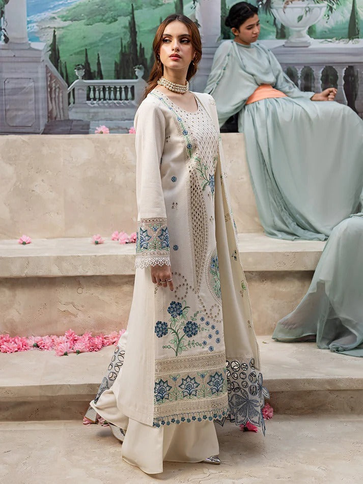LAWN 3PC CHIKENKARI EMBROIDERED SHIRT PLAIN TROUSER (D-PATCH ) ORGANZA EMBORIDED DUPATA D-1982