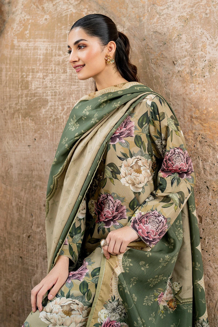 3PC PRINTED KARANDI SHIRT TROUSER AND SHAWL 1202-RR