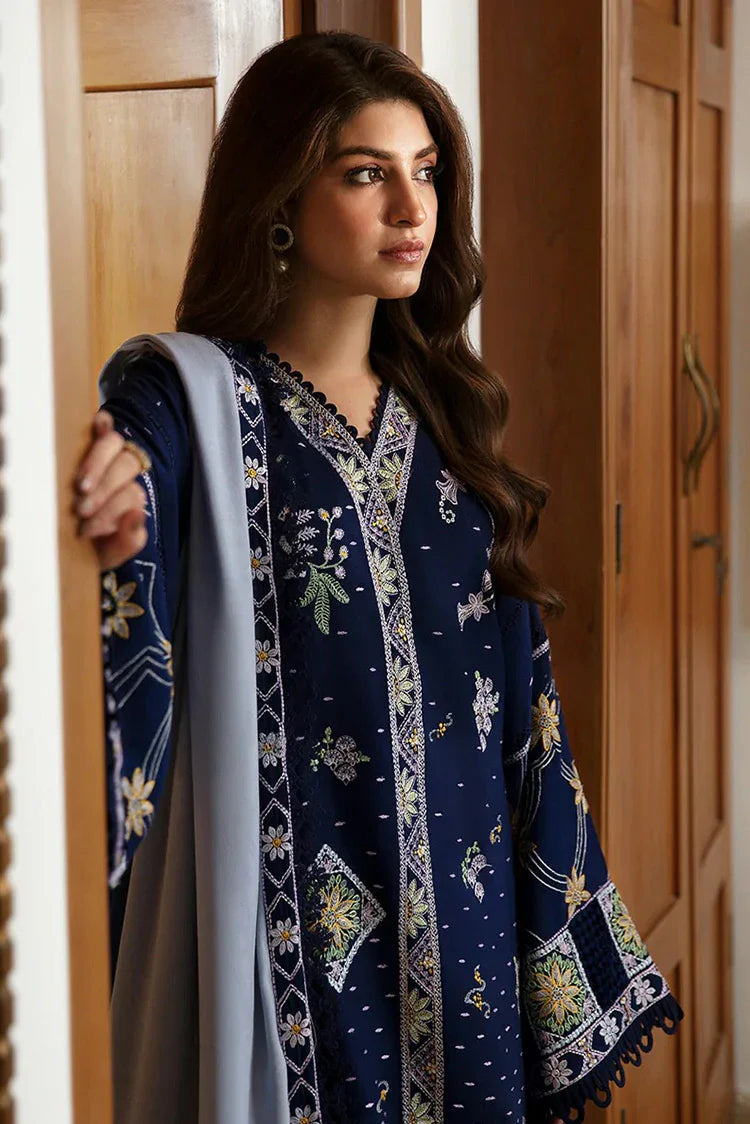 “Dhanak 3PC Embroidered Suit with Embroidered Shawl”