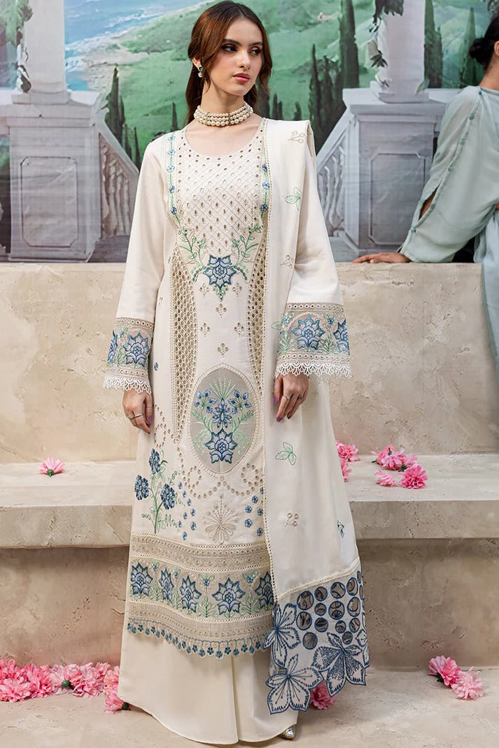LAWN 3PC CHIKENKARI EMBROIDERED SHIRT PLAIN TROUSER (D-PATCH ) ORGANZA EMBORIDED DUPATA D-1982
