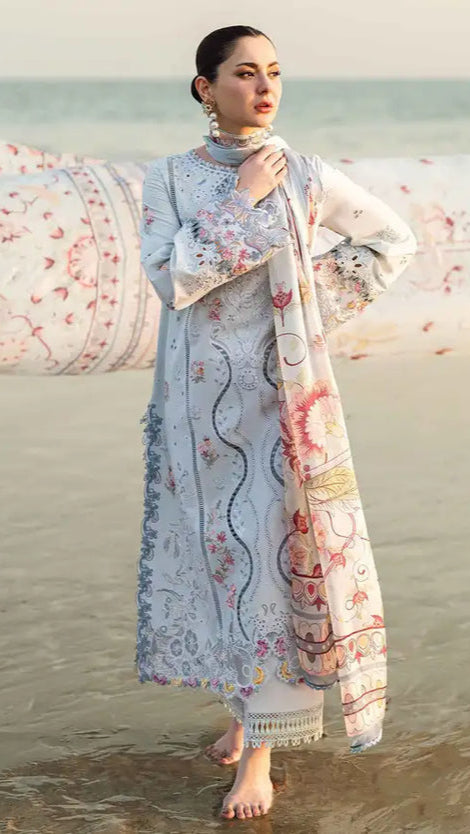HOLE CHIKENKARI 3PC EMBORIDED LAWN SHIRT CHIFFON EMBROIDERED DUPATA