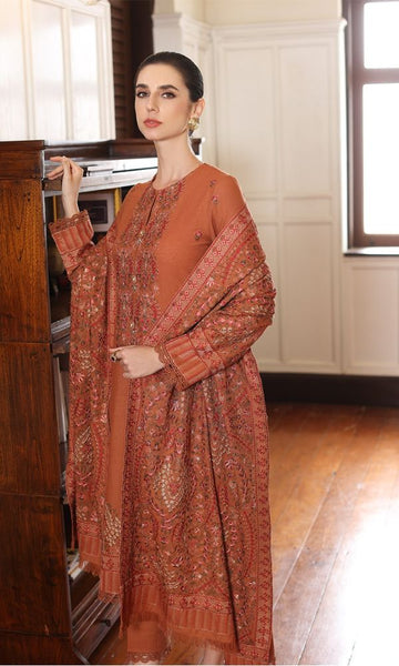 “Danak 3PC Embroidered Suit with Embroidered Shawl – 7582-AL”