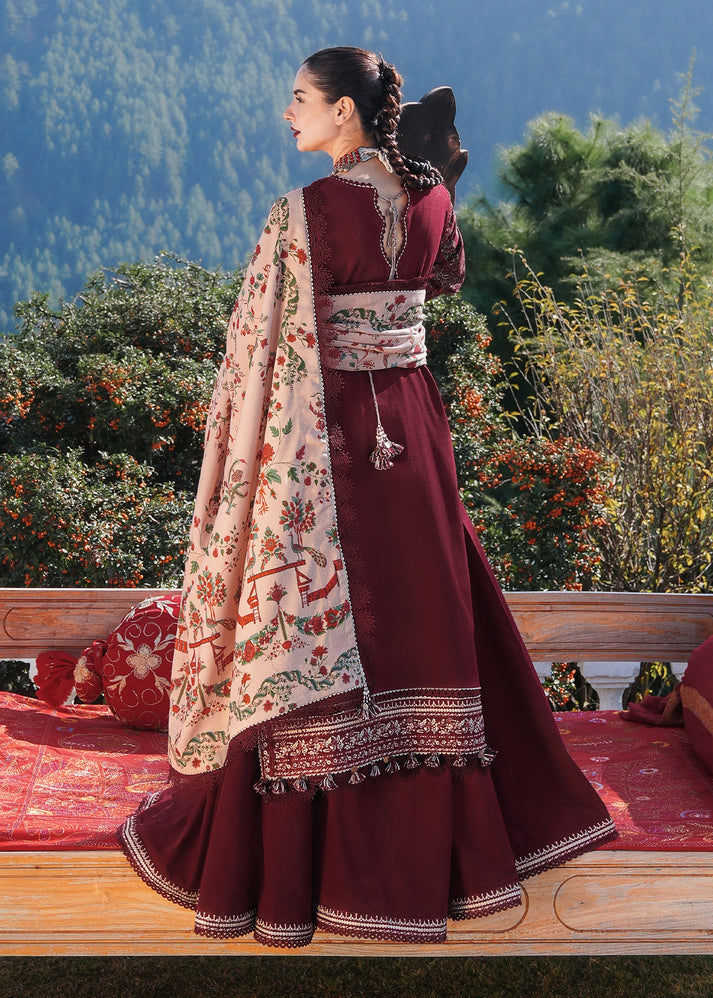 Dhanak 3PC Embroidered Suit with Wool Shawl
