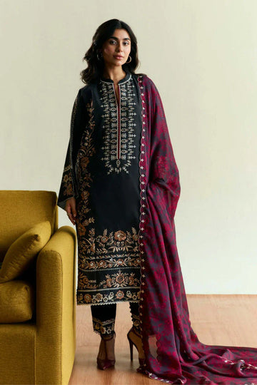 “Dhanak 3PC Embroidered Suit with Wool Shawl”
