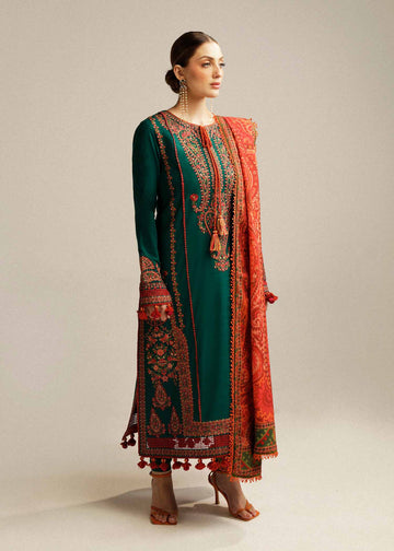 3PC EMBORIDED LAWN SHIRT SLEEVES PLAIN TROUSER ( D-LACE ) PRINTED DUPATA 1276-IN