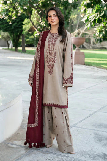 “Danak 3PC Embroidered Suit with Embroidered Shawl – 87-AL”