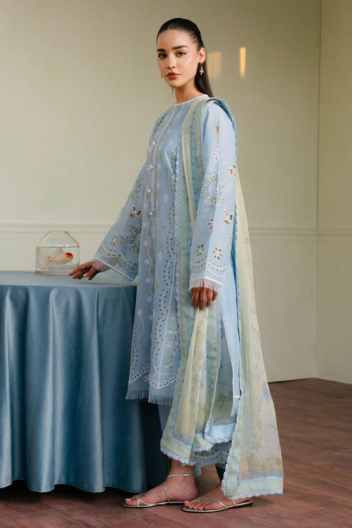 LAWN 3PC CHIKENKARI EMBROIDERED SHIRT PLAIN TROUSER (D-PATCH ) monar printed DUPATA D-1001