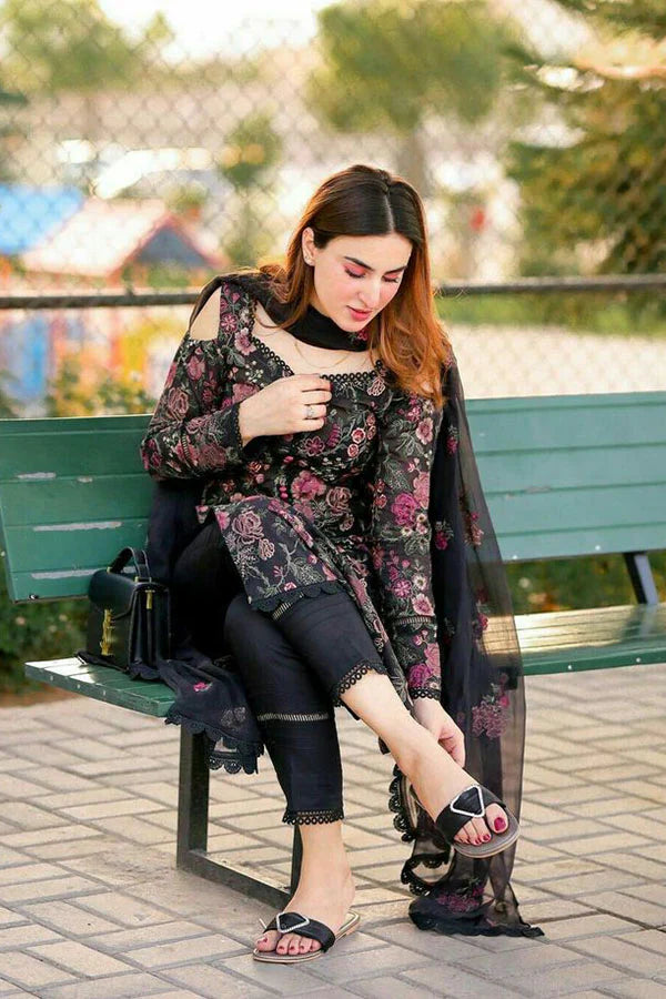 LAWN 3PC EMBROIDERED SHIRT SLEEVES CHIFFON EMBORIDED DUPATA 112-AL