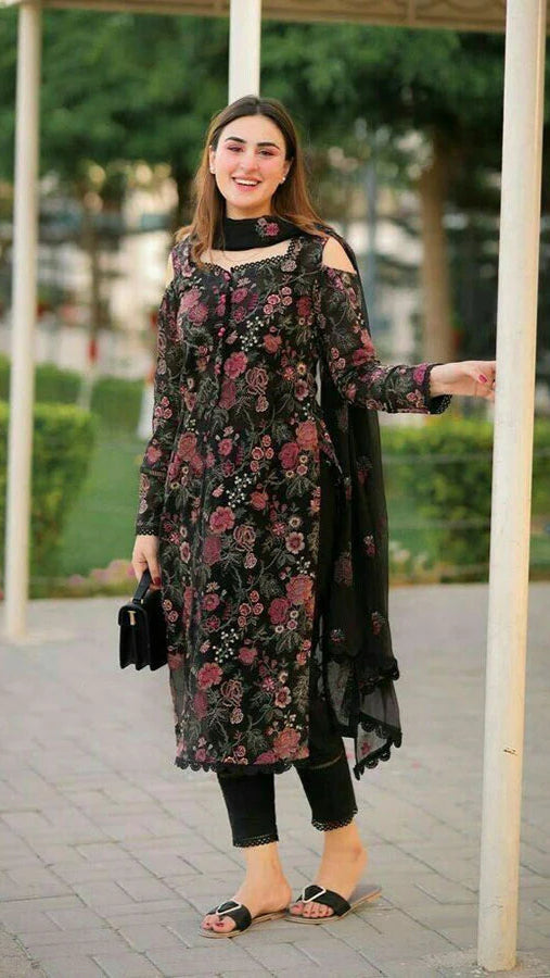LAWN 3PC EMBROIDERED SHIRT SLEEVES CHIFFON EMBORIDED DUPATA 112-AL