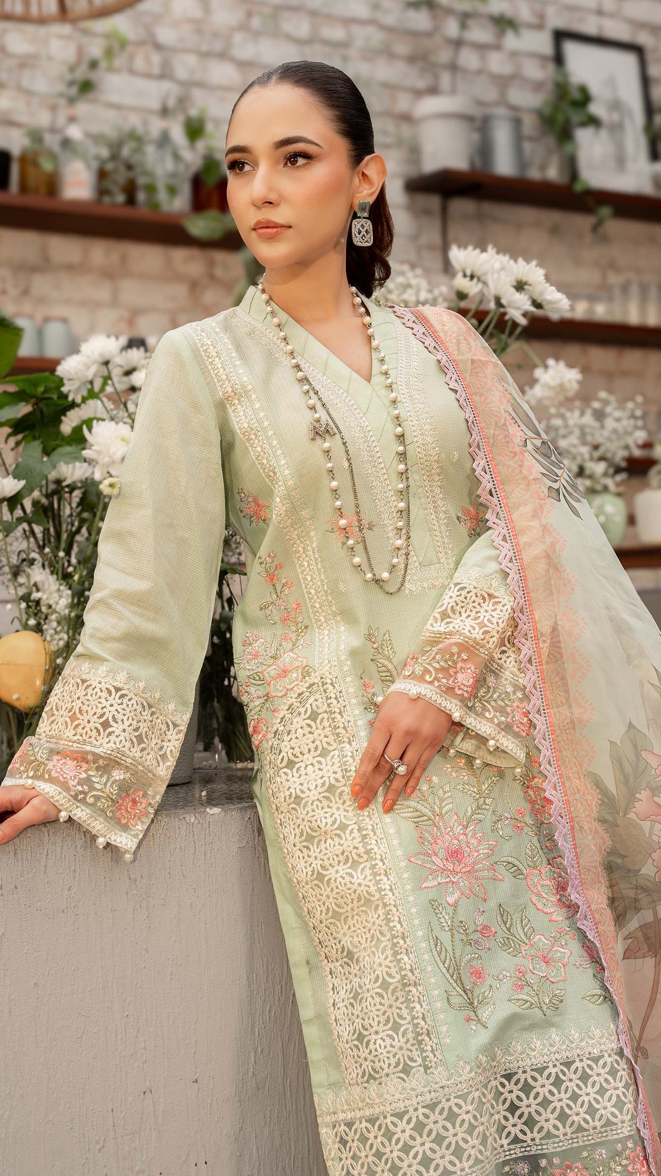 LAWN 3 PIECE EMBROIDERED DOBBY LAWN SUIT |D-1165