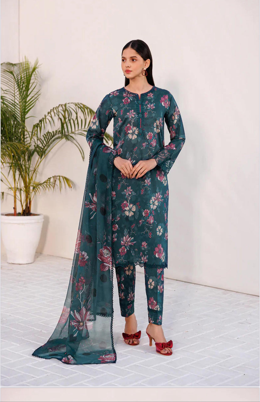KHADDAR 3PC PRINTED UNSTITCHED ALLOVER 907-RR