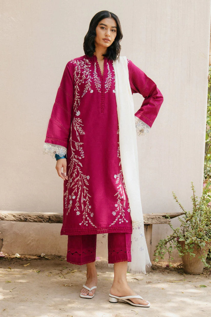 “Danak 3PC Embroidered Suit with Embroidered Shawl – D1022”