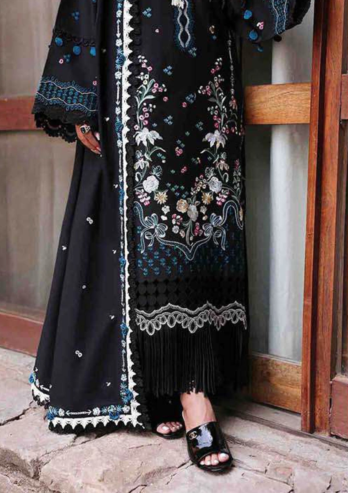 “Dhanak 3PC Embroidered Suit with Embroidered Shawl”