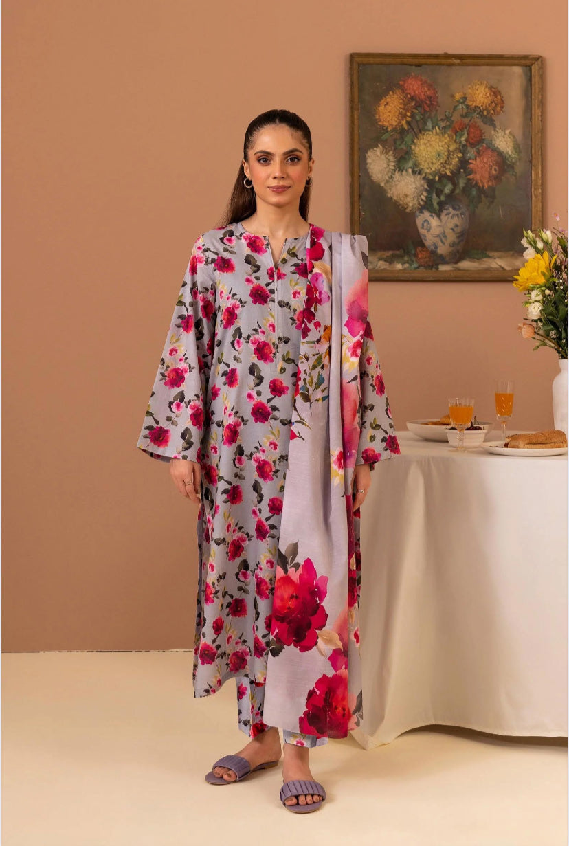 KHADDAR 3PC PRINTED UNSTITCHED ALLOVER 910-RR