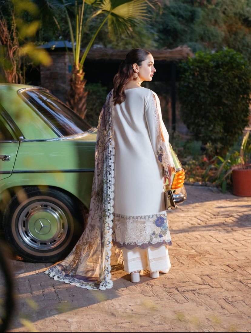 “Dhanak 3PC Embroidered Suit with Embroidered Shawl”
