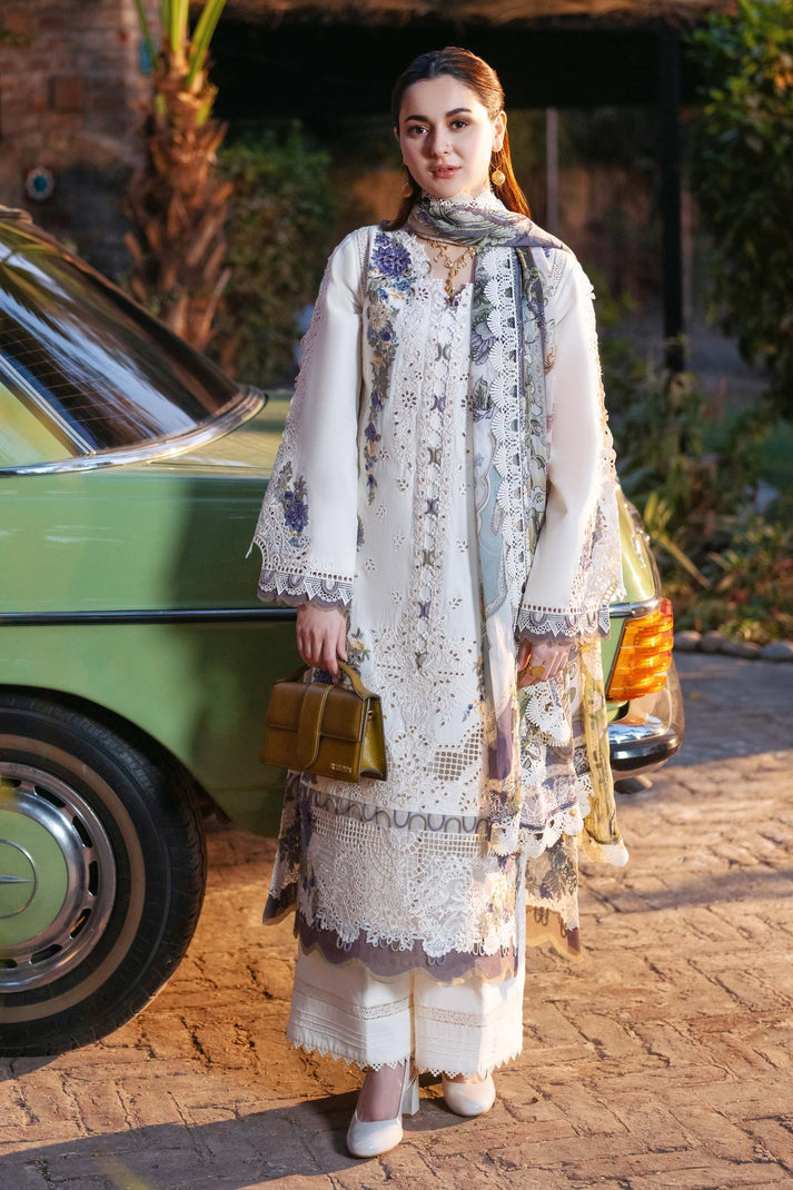 LAWN 3PC CHIKENKARI EMBROIDERED SHIRT PLAIN TROUSER (D-PATCH ) monar printed DUPATA D-1000