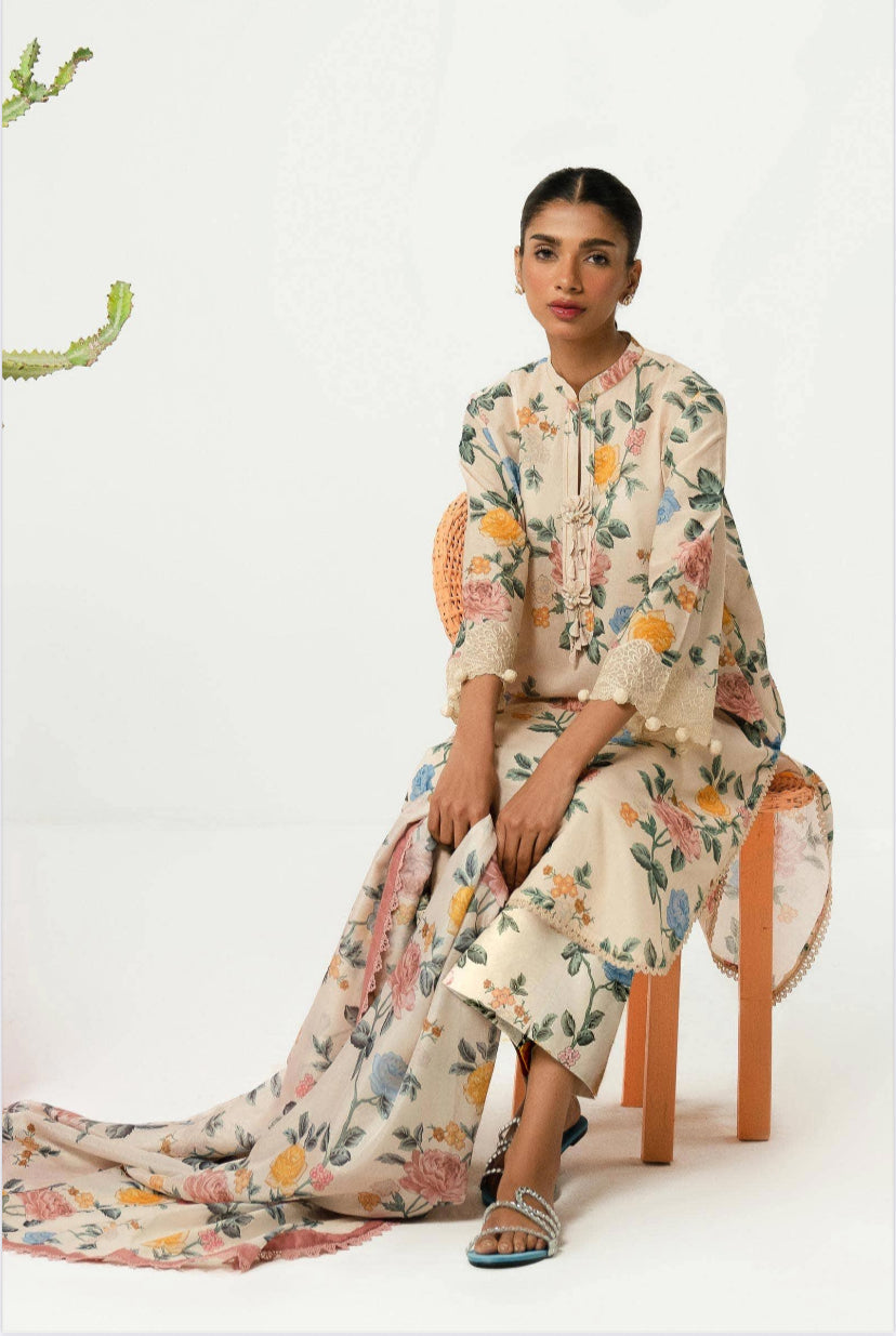 KHADDAR 3PC PRINTED UNSTITCHED ALLOVER 905-RR