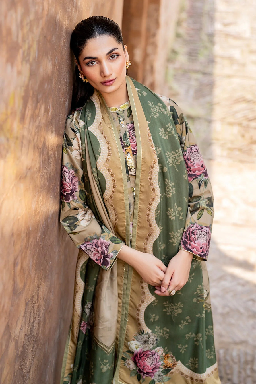 3PC PRINTED KARANDI SHIRT TROUSER AND SHAWL 1202-RR