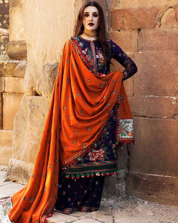 “Dhanak 3PC Embroidered Suit with Embroidered Shawl”