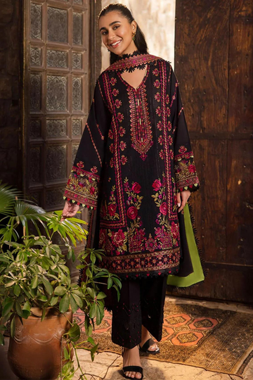 “Dhanak 3PC Embroidered Suit with Embroidered Shawl”
