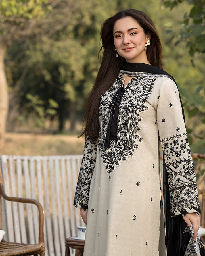 “Dhanak 3PC Embroidered Suit with Embroidered Shawl”