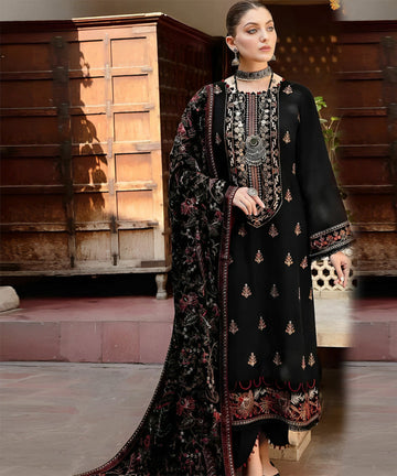 “Dhanak 3PC Embroidered Suit with Embroidered Shawl”