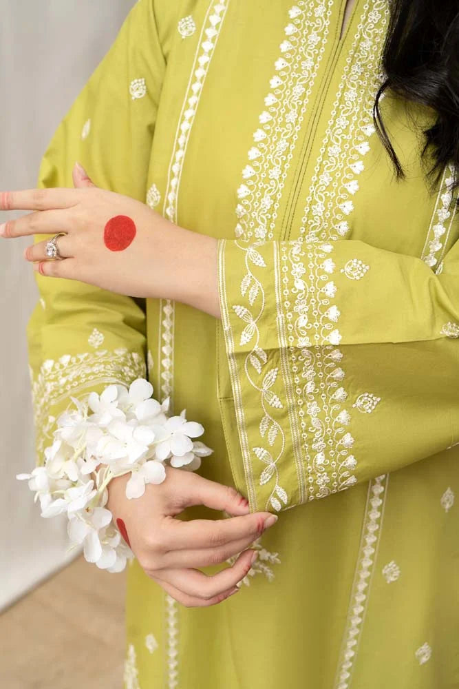 3PC EMBROIDERED LAWN SHIRT SLEEVES TROUSER PRINTED DUPATA 1026-AL