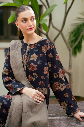 LAWN 3PC Allover Lawn Digital Print Suit (Embroidered Sleeves patch) EMBROIDERED D-LACE) Same Print Dupatta & Trouser D-1518