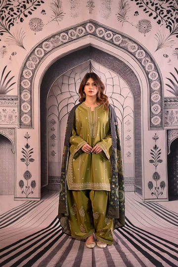 3PC LAWN EMBORIDED SHIRT SLEEVES PRINTED DUPATA 108-ALL D-1599