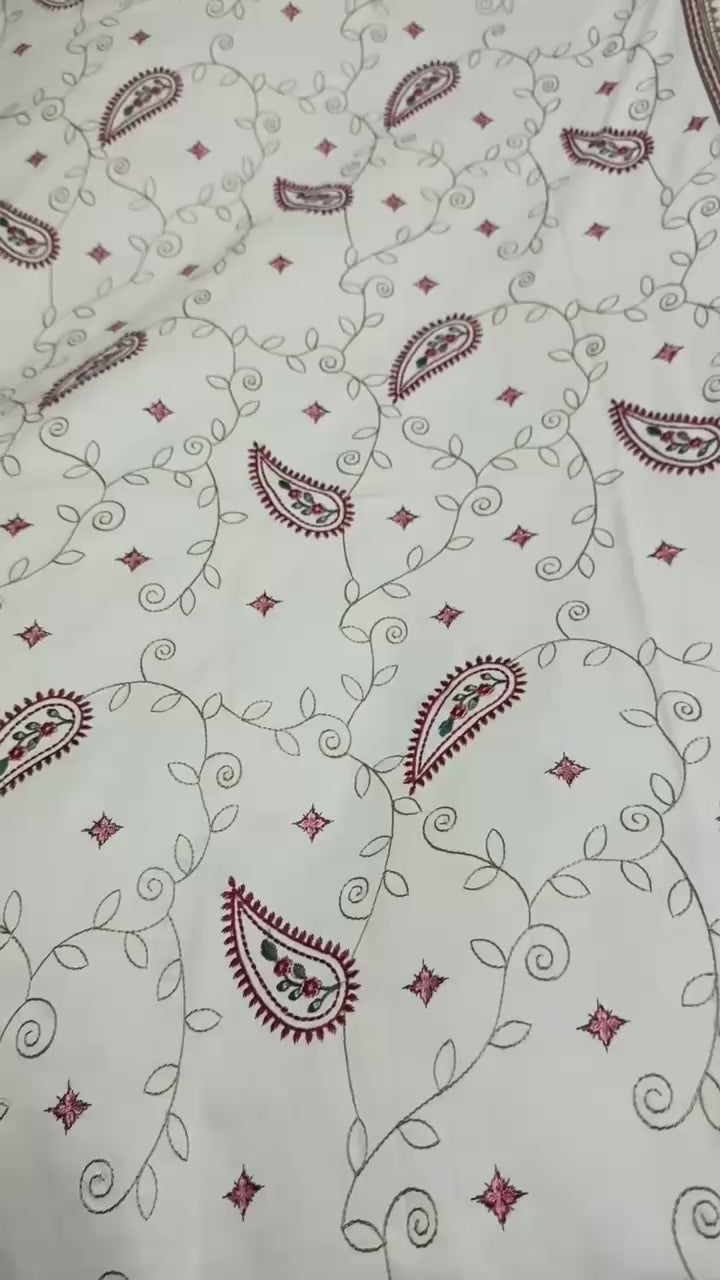 Dhanak 3PC Embroidered Suit with Embroidered Shawl