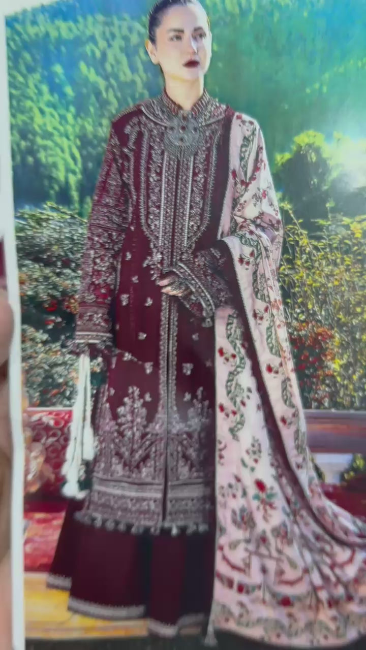 Dhanak 3PC Embroidered Suit with Wool Shawl