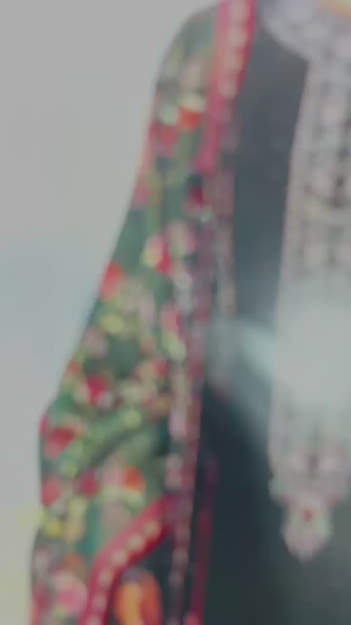 DANAK EMBROIDERED SHIRT PRINTED WOOL SHAWL AND PLAIN TROUSER