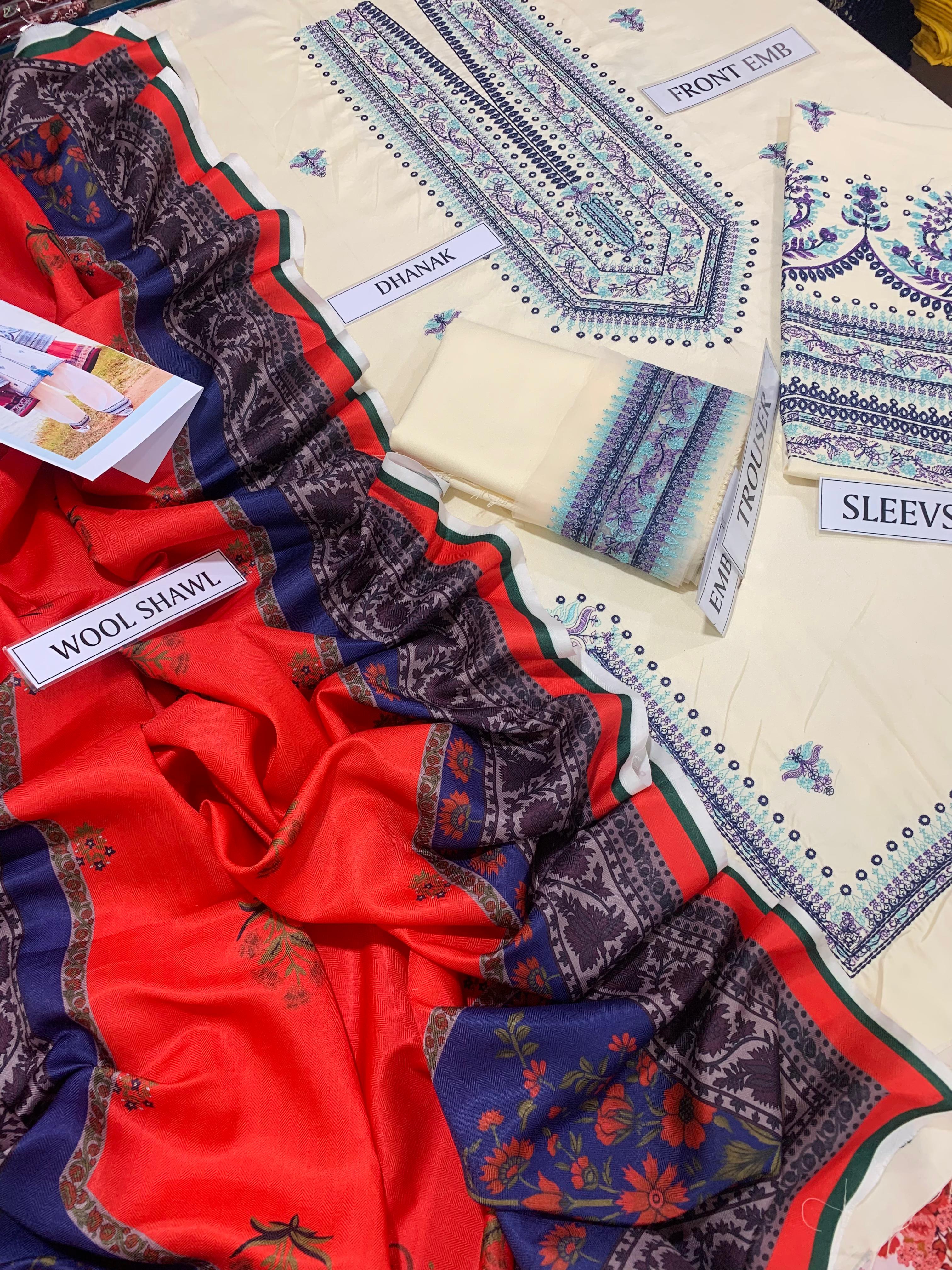 LUXURIOUS 3PC HEAVY EMBROIDERED SUIT WITH DIGITAL PRINTED PASHMINA SHAWL